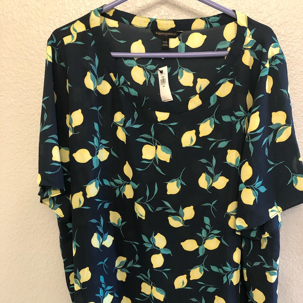 NWT Banana Republic XXL lemon print blouse